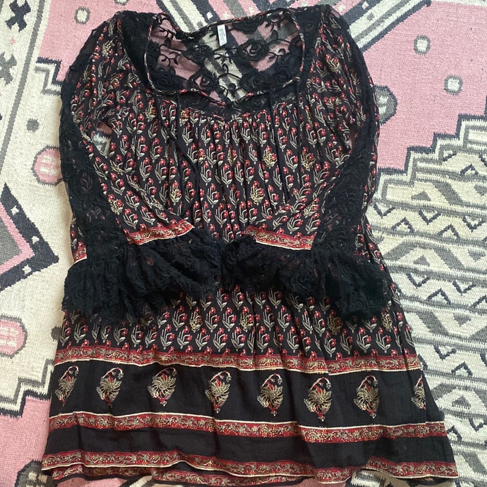 COPY - Free people floral and lace bell sleeve dress